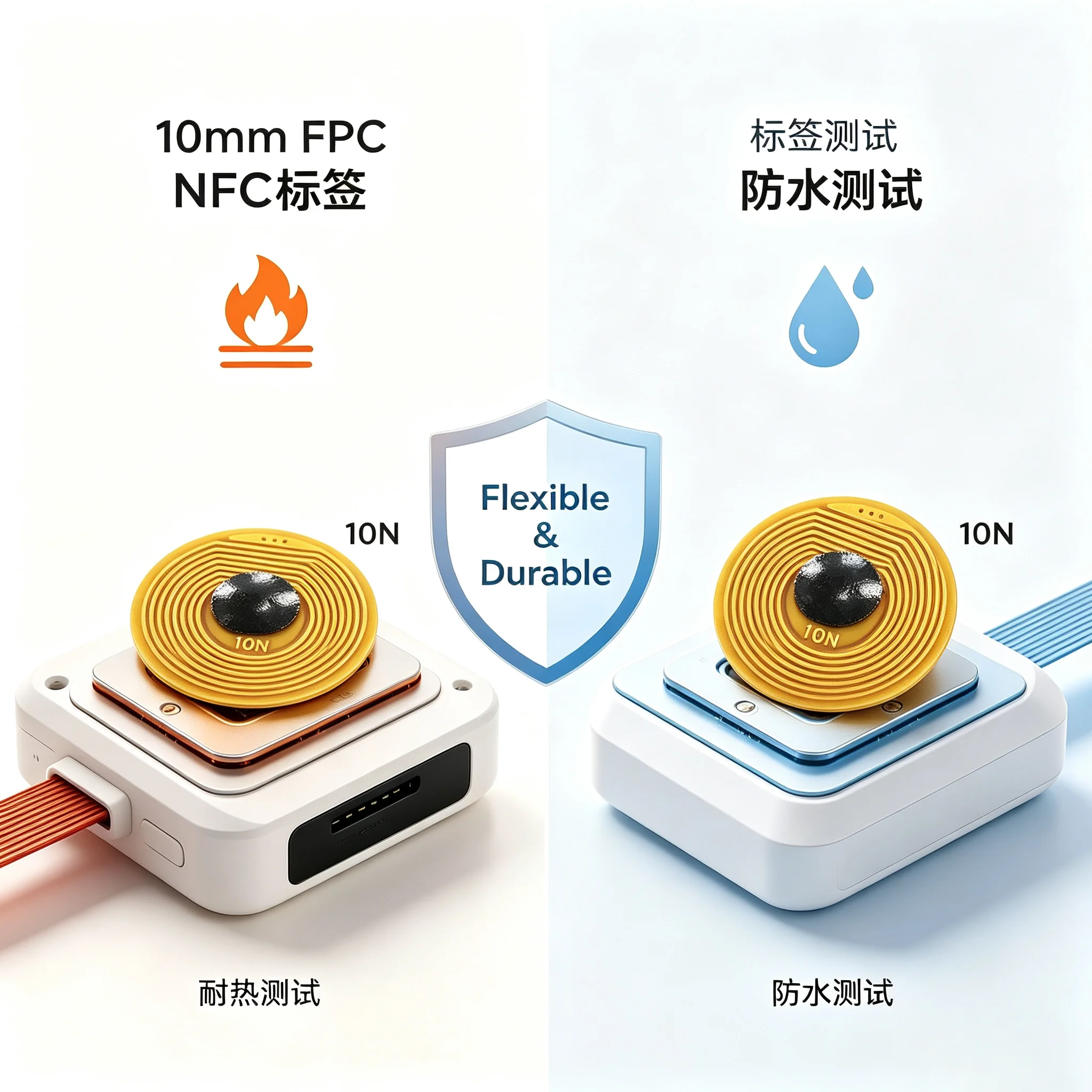 10mm Mini FPC NFC RFID Tag NXP NFC213 13.56MHz Passive Anti-Metal High-Temperature Resistant Anti-Fraud Labels