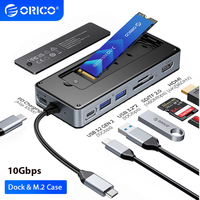 ORICO M.2 SSD Enclosure USB C Hub Splitter PD100W Extension Docking Station 10Gbps M2 NVMe SATA External Case 4K 60Hz HDMI-Com