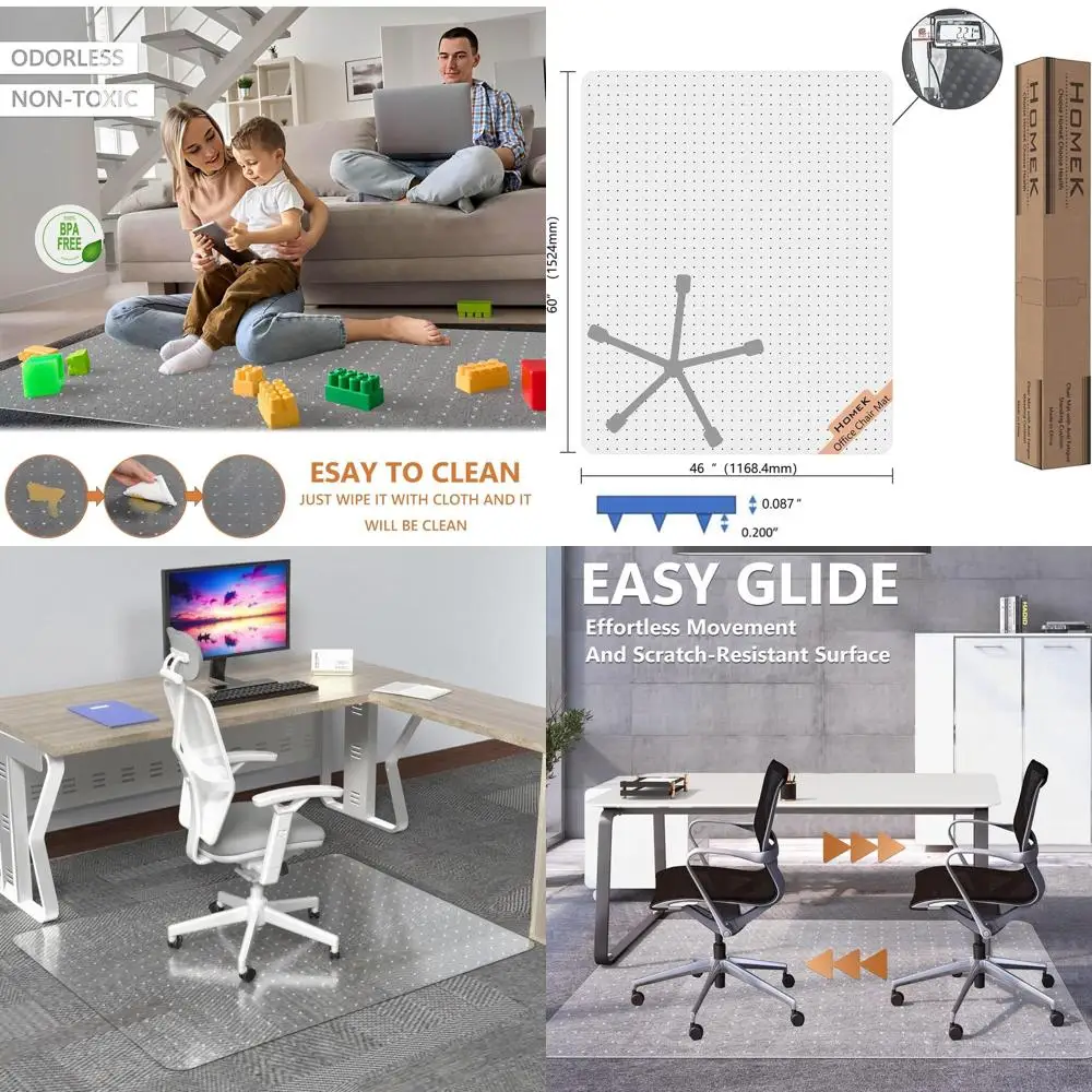 

Clear 46 x 60 Carpet Chair Mat for Low Pile Floors - Studded Office Chair Floor Mat for Home Office