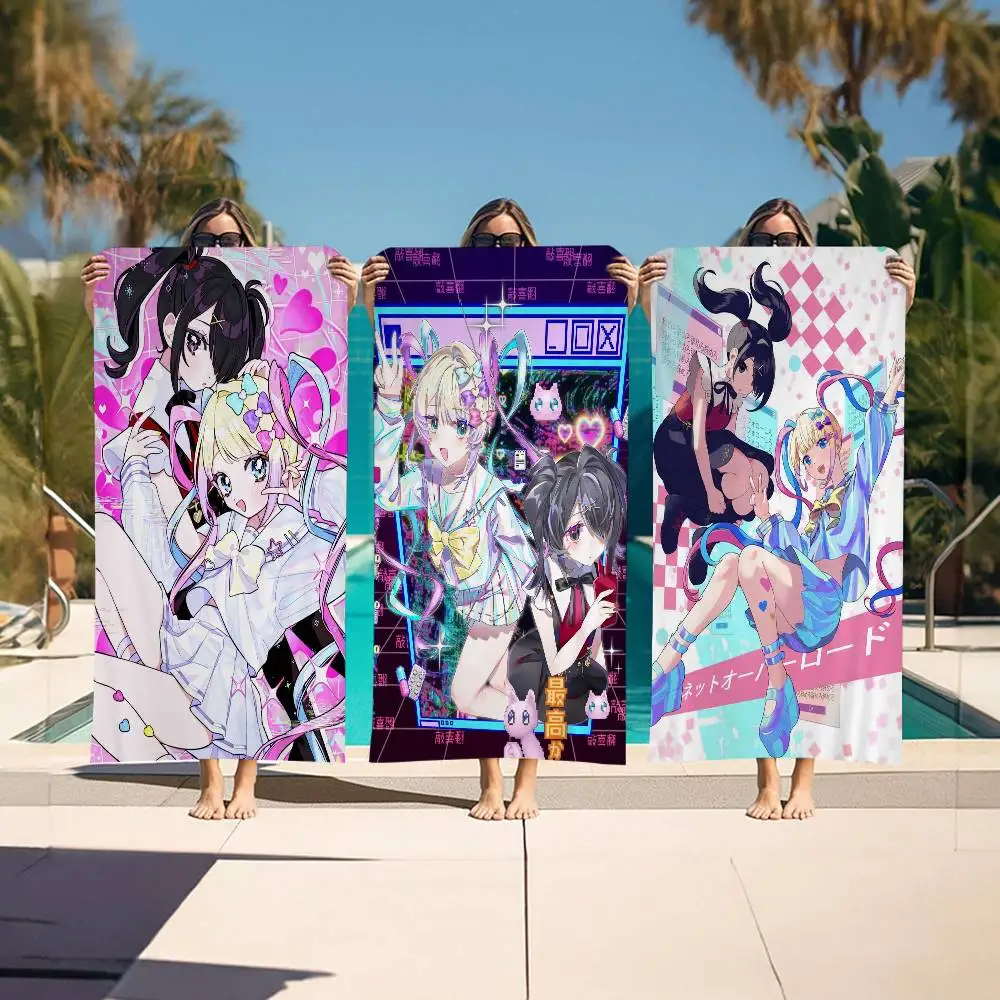 Needy Girl Streamer Overload Anime Beach Towel Bath Towels for Girl Microfiber Quick Dry Sand Free Beach Yoga Spa Gym Pool