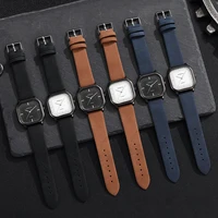 Fashion Square Dial Men's Watches Minimalist Quartz Watch Casual Leather Strap Wristwatch Reloj Hombre（Without Box） 6