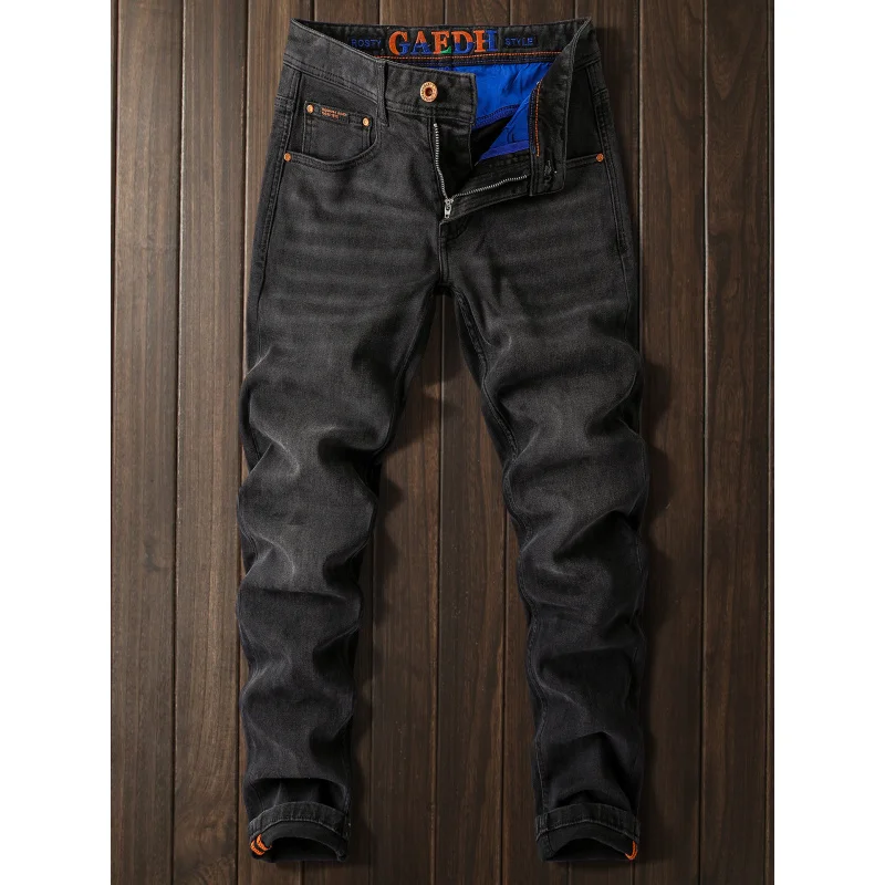 

2025New Spring and Autumn Black Gray Jeans Men's High-End Casual Versatile Trendy Stretch Pants