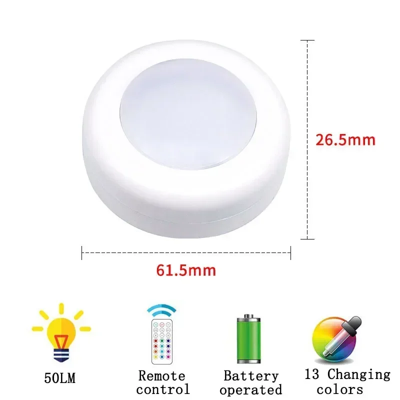 LED Puck Lights with Remote Battery Powered Interior Closet Under Cabinet Light Lamp for Kitchen Bedroom Wardrobe Decoration