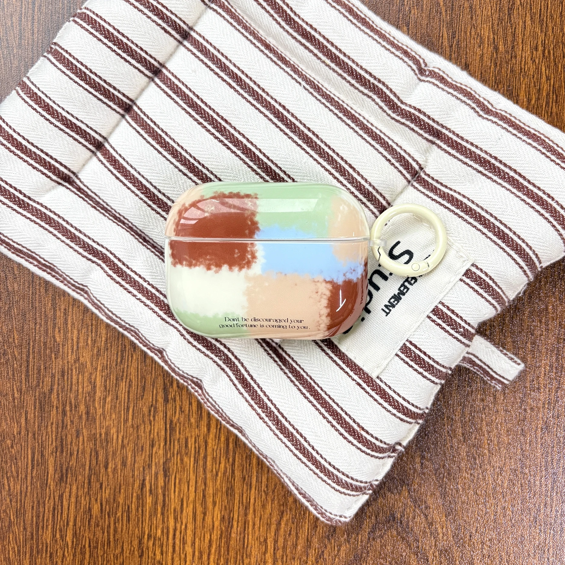 الخريف الشتاء الرجعية البني الأخضر تحقق منقوشة نمط واقية حقيبة سماعة الاذن مناسبة ل AirPods Pro3 Pro2 1 2 3 4 Pro