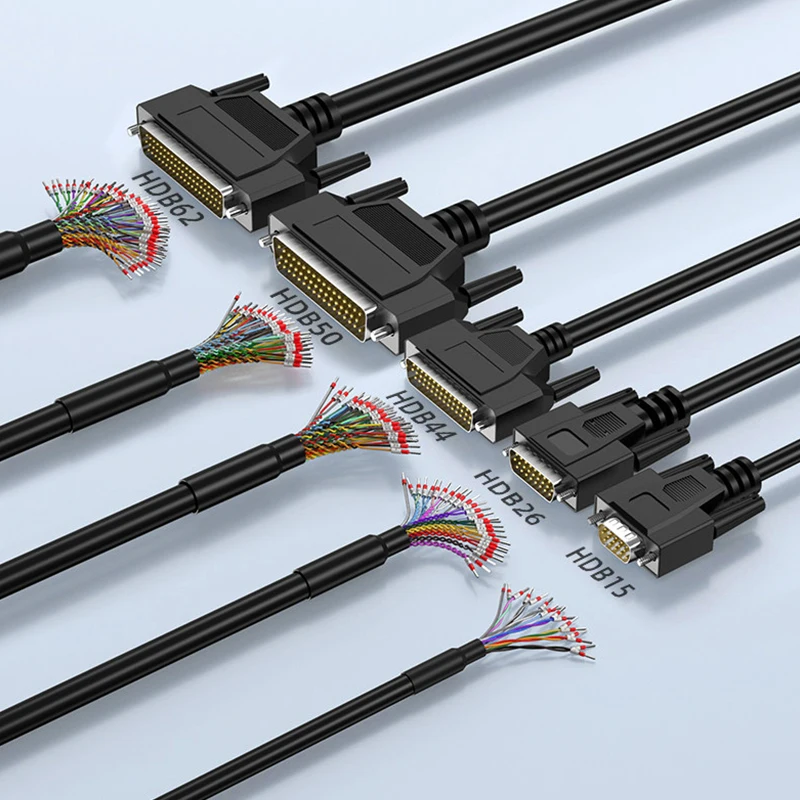 DB 9/15/25/36/37/44/50/62Pin Serial Port Connector Cable DB9 DB15 DB25 DB26 DB37/44 Single Head Terminal Wire with Numbered Tube