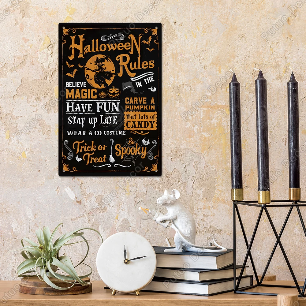 Putuo Decor 1pc Vintage Sign Funny  Metal Sign, Suitable for Family, Theme Library Restaurant Decoration, Holidays, Halloween