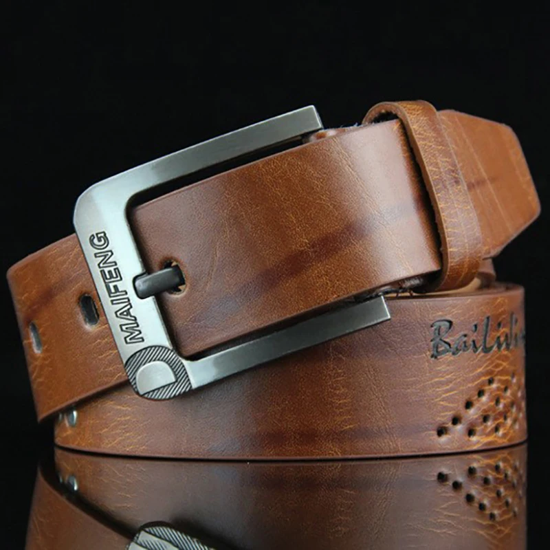 

Fashion Luxury Belt For Men PU Leather Belts Metal Pin Buckle High Quality Famous Brand Designer Waist Strap Belts 110cm Length