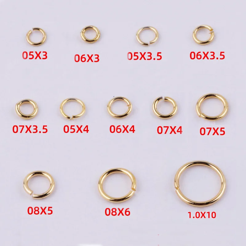 100-200pcs 13 Sizes 18K Gold Plated Brass Metal Open Jump Rings Connectors For DIY Necklaces Bracelet Earrings Jewelry Making