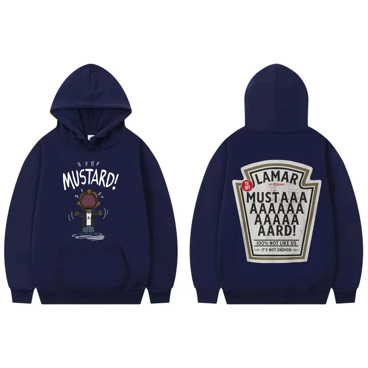 Rapper Kendrick Lamar Mustard Hoodies Men's Hip Hop Trend Vintage Hooded Sweatshirts Unisex Fashion Casual Oversized Pullovers