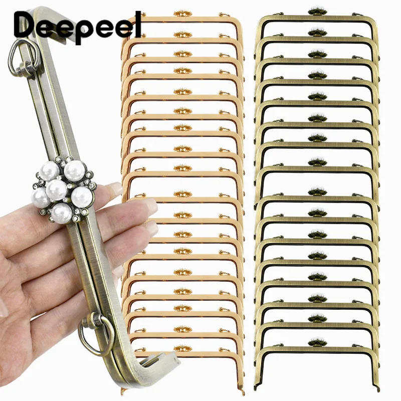 2/5Pcs 20cm Metal Bag Handle Purse Frame Kiss Clasp Crochet Wovenbag Handbag DIY Sewing Brackets Clourse Handles  Accessories