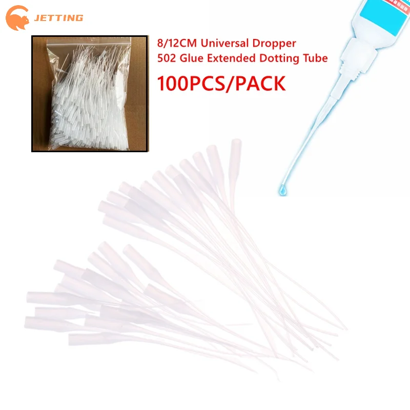 100Pcs 8/12CM Precision Glue Applicators For Crafts And Laboratory Dispensing Universal Dropper 502 Glue Extended Dotting Tube