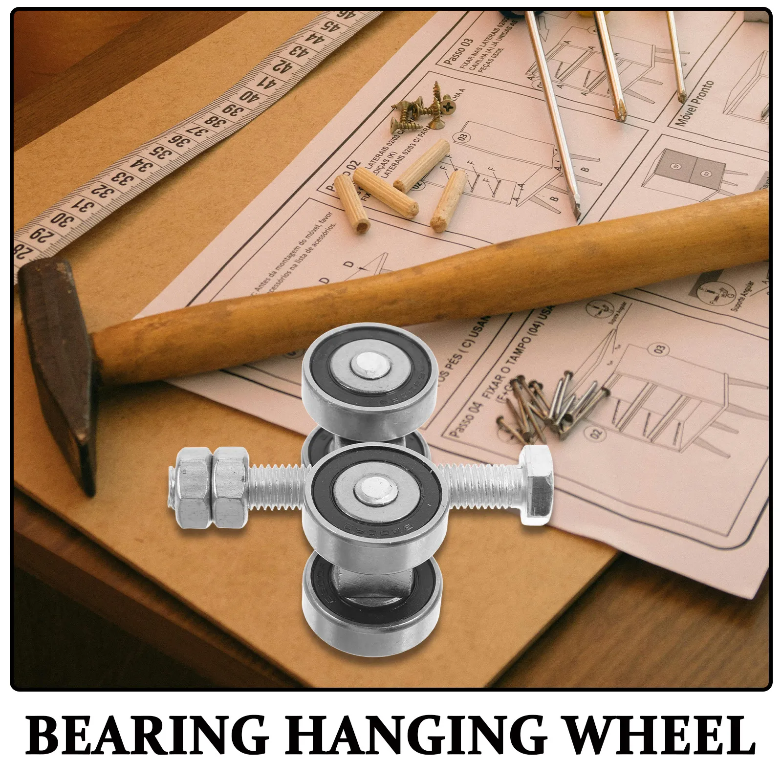 Metal Pulley Sliding Door Wheel Stainless Steel Double Bearing Groove Roller Track Heavy Duty Barn Door Pulley Smooth Sliding - view 4