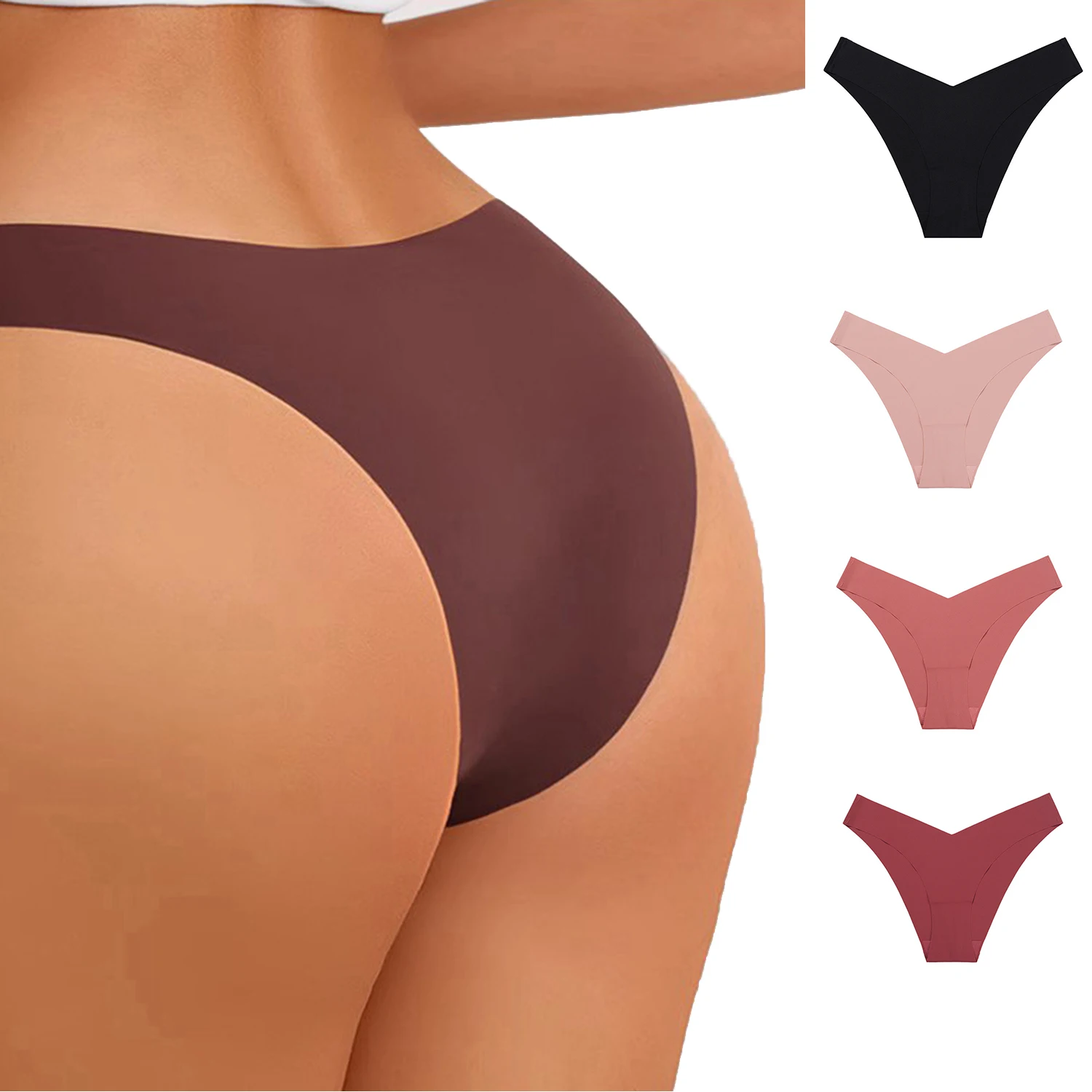 

Women's Seamless Underwear No Show Stretch Bikini Panties Silky Invisible Hipster