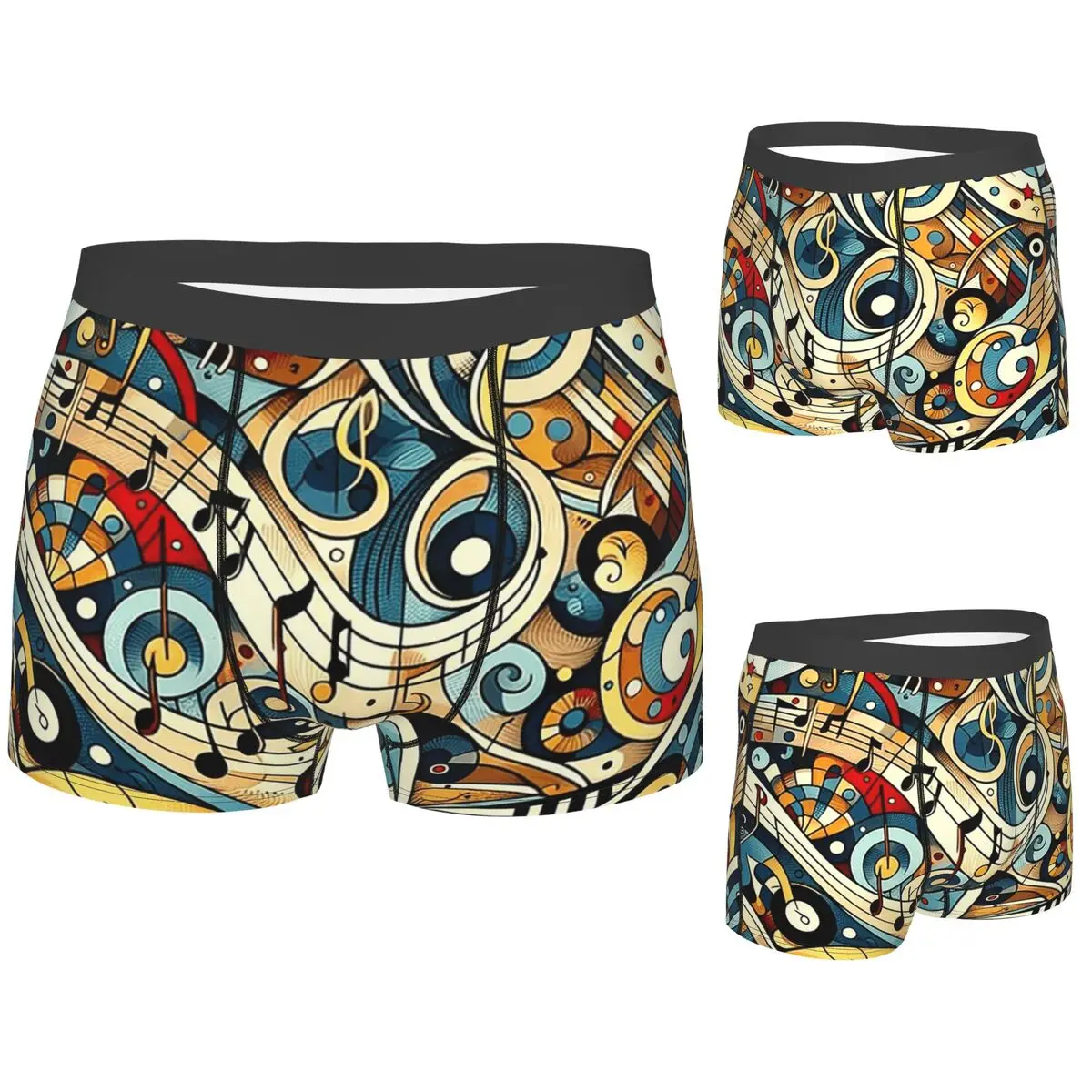 

Boxer Underpants Shorts Symphony In Swirls A Musical Note Journey Panties Male Comfortable Underwear for Homme Man Gifts