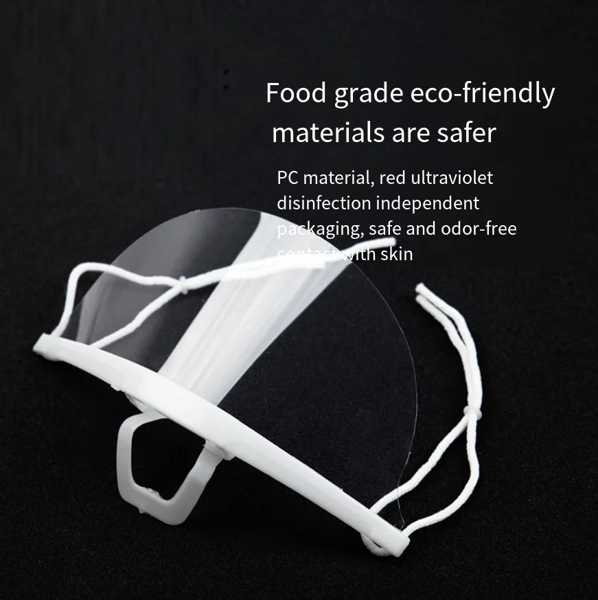 HD Clear Anti-Fog Face Mask Reusable Breathable Transparent PC Durable Mouth Shield PET Plastic Mouth Masks Anti-spitting