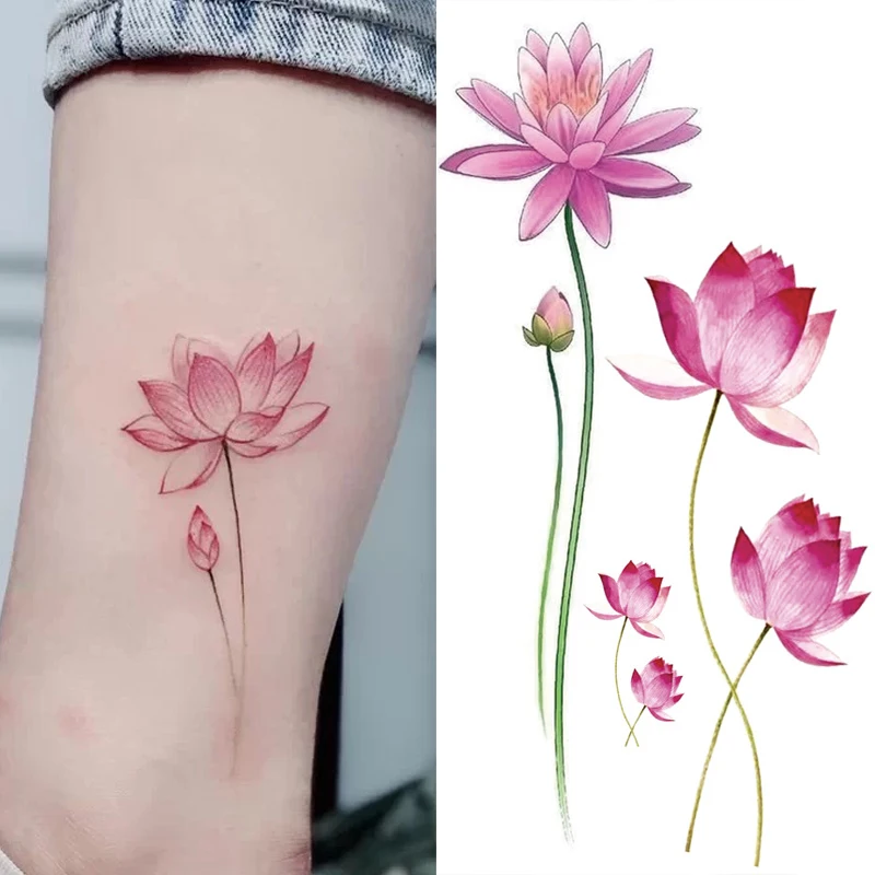 Flower Butterfly Temporary Tattoos Stickers Hand Body Art Waterproof Fake Tattoos Black Rose Women Girls Water Transfer Tattoo