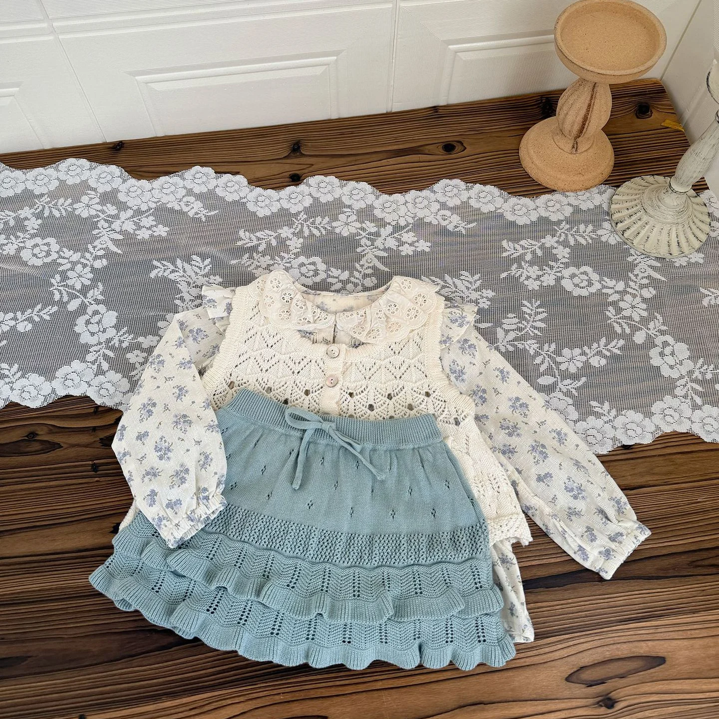 9M-3T Girls Clothes Hollow Out Girls Knit Vest Single Breast Kids Knitwear Girls Sweater Vest