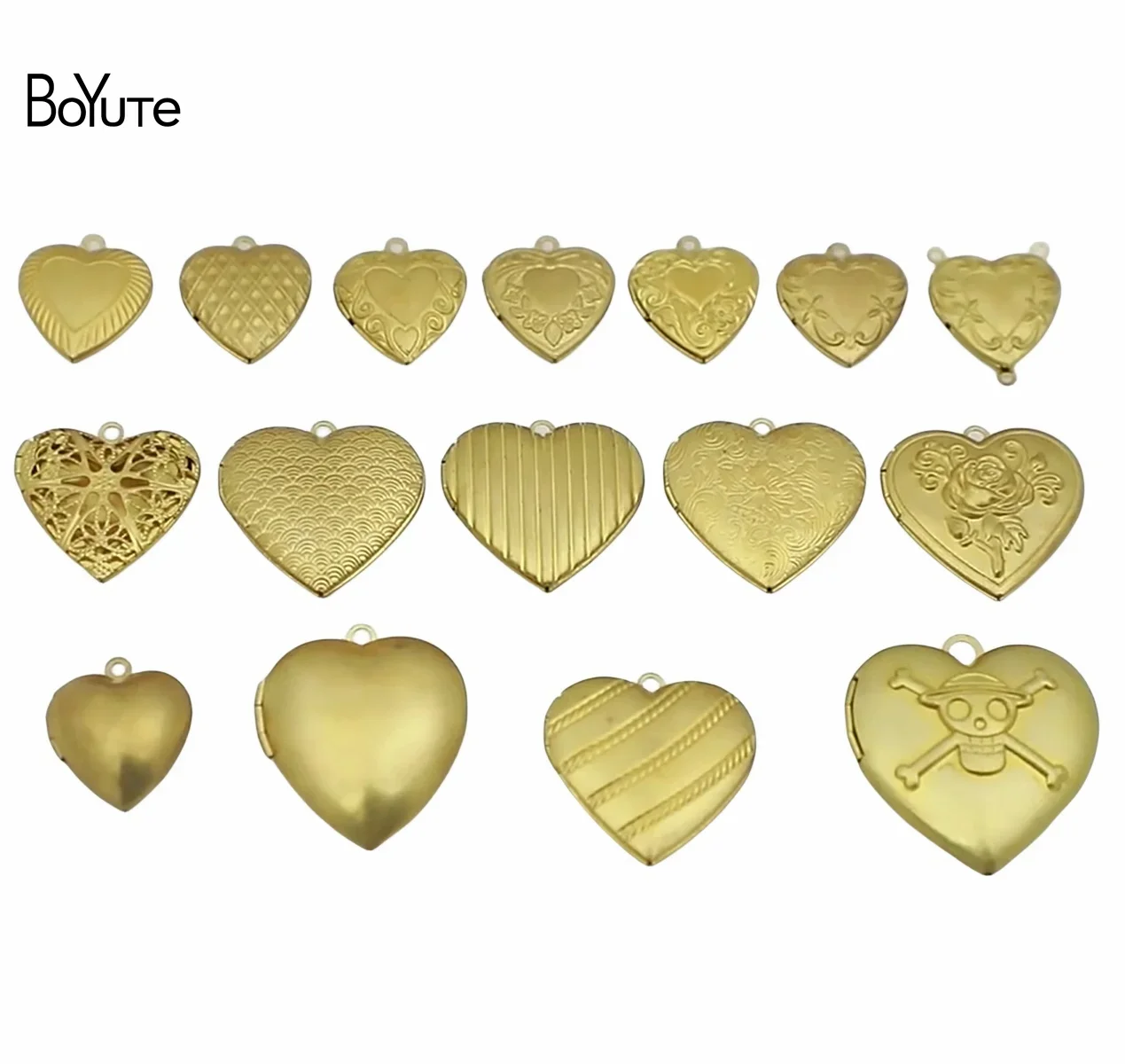 

BoYuTe (50 Pieces/Lot) Raw Brass Heart Shaped Photo Locket Pendant Materials Diy Jewelry Accessories Wholesale