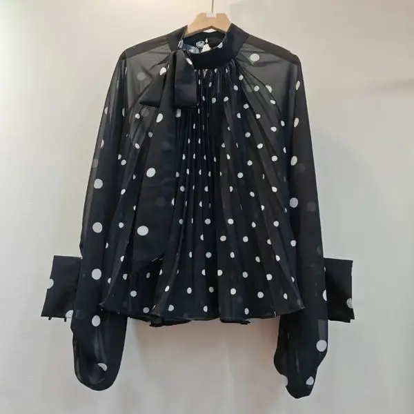 

Autumn French Sweet Polka Dot Chiffon Shirt for Women
