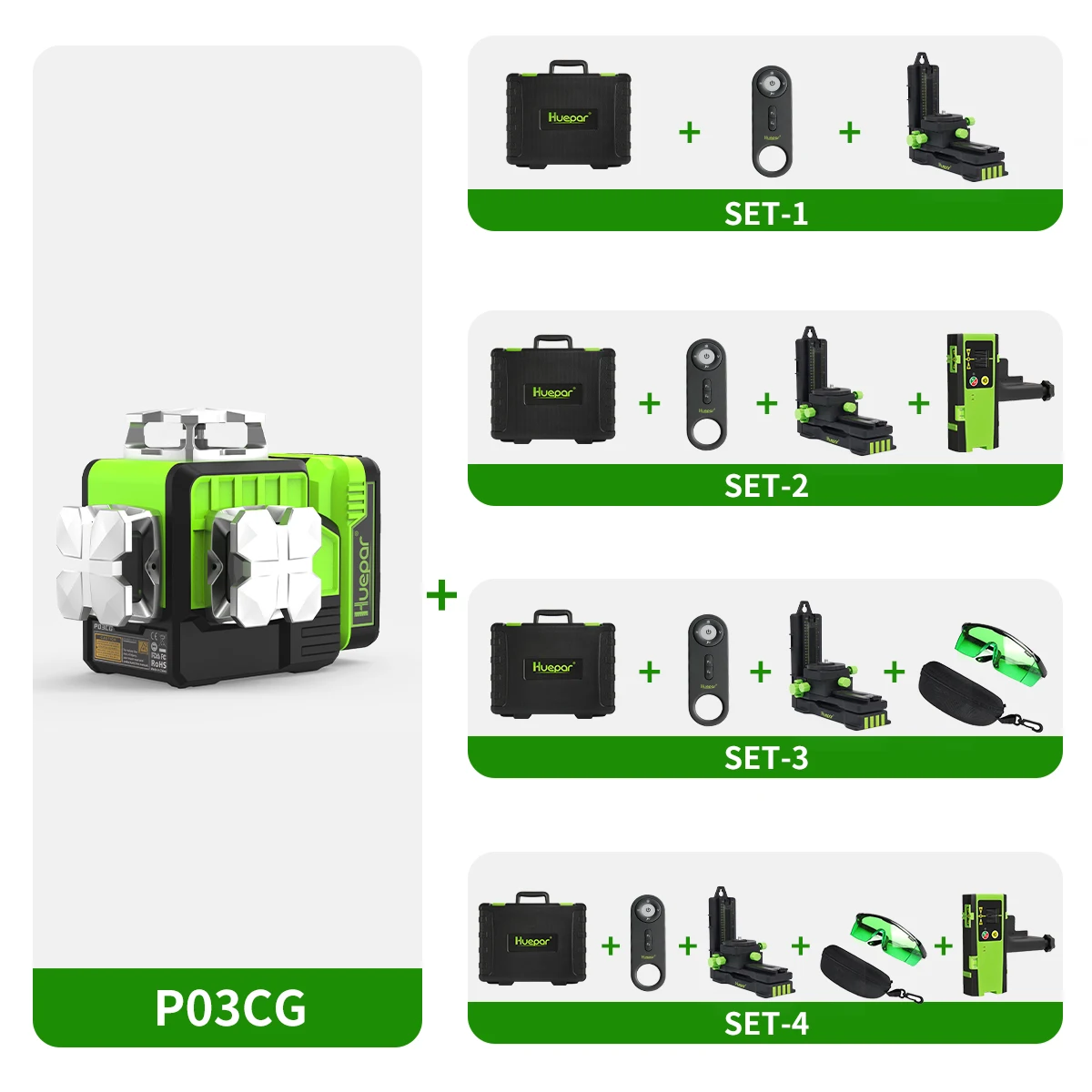 Imagem -06 - Huepar-kits Laser Controle Remoto Linha Cruzada Auto Nivelamento Bluetooth Nível Laser Bateria de Lítio-ion Carry Case Rígido 3d
