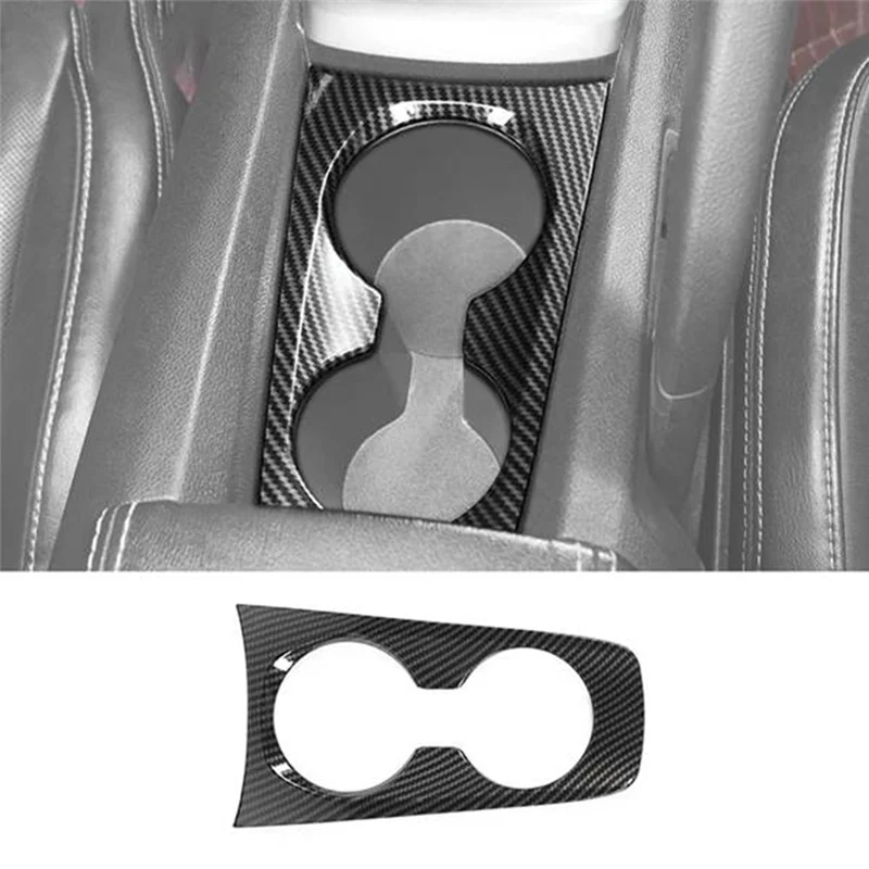 Carbon Fiber Center Console Water Cup Holder Decoration Cover Trim Stickers for Chevrolet Camaro 2010-2015