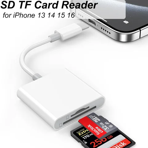 2 in 1 OTG Type C Card Reader USB Flash Drive SD TF Cardreader for iPhone 14 15 16 Xiaomi Huawei Tablet USB C to Memory Card