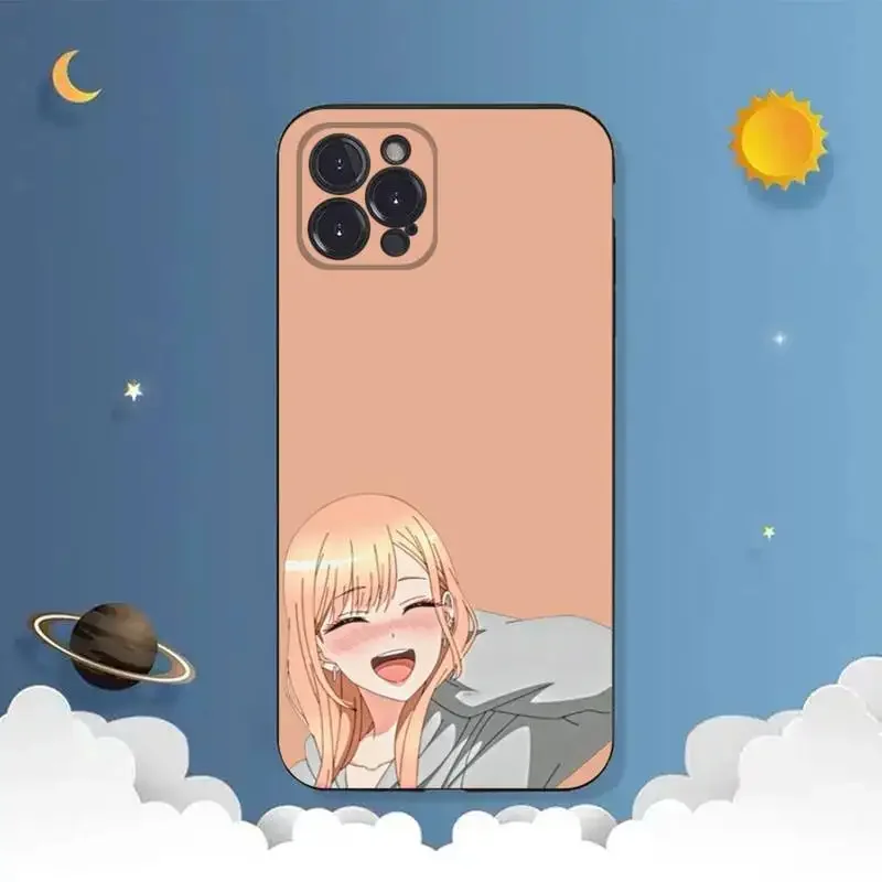 Kitagawa Marin Cute Anime Girl Phone Case For iPhone 11 12 Mini 13 14 15 PRO XS MAX X XR 6 7 8 Plus Black Shell