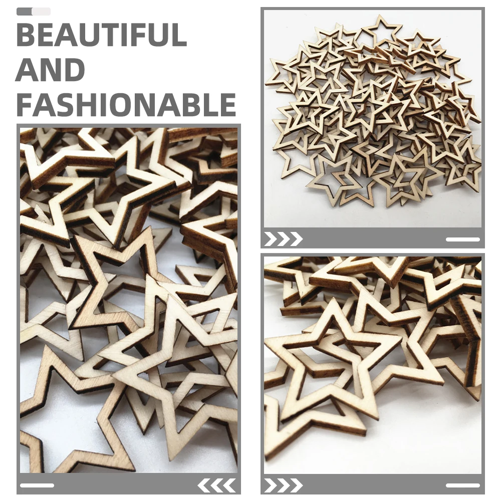 100 pçs fatias de madeira para diy inacabado estrela forma em branco peças de madeira artesanato enfeites diy decoração suprimentos madeira artesanal