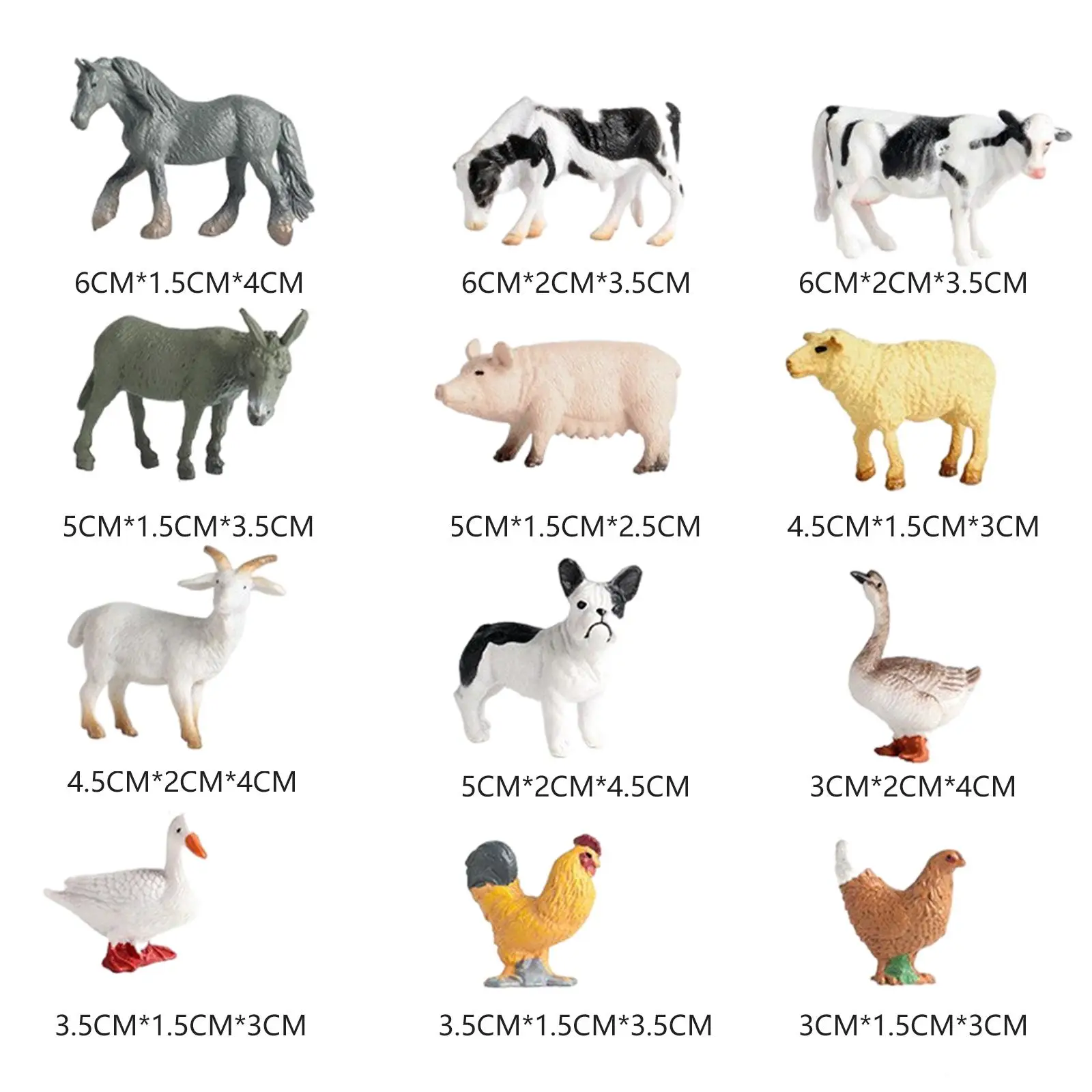12팩 동물 피규어 동물 동상 미니어처 컬렉션 어린이 인지 교육 용품