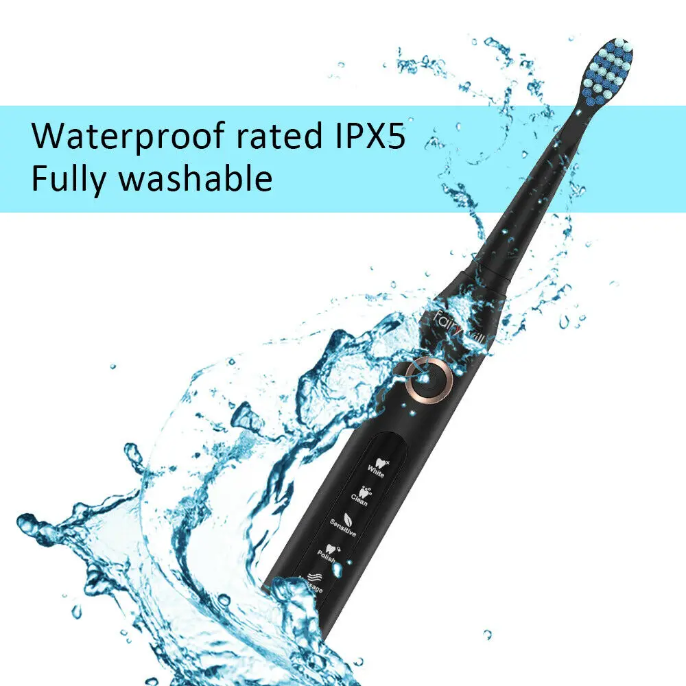 Fairywill FW507 Electric Sonic Toothbrush USB Charger Tooth 8Brush Replacement Waterproof Electronic Toothbrush with Travel Case image 5