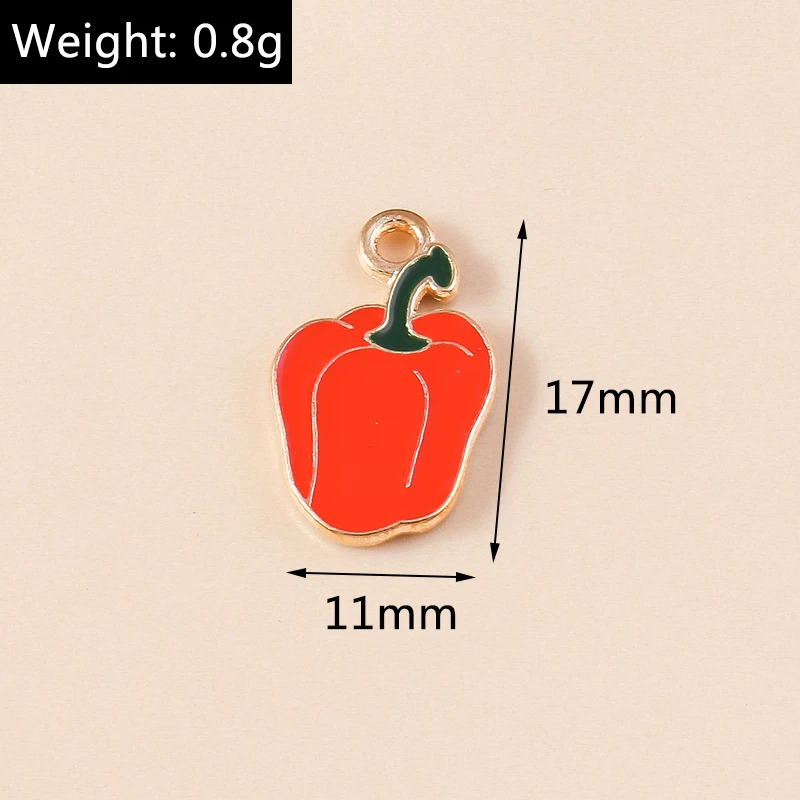 10 Stück Niedliche Emaille-Anhänger in Form von Kürbis, Orange und Pilz für Schmuckherstellung, Ohrringe, Halsketten, Armbänder, DIY-Bastelbedarf – Detail 4