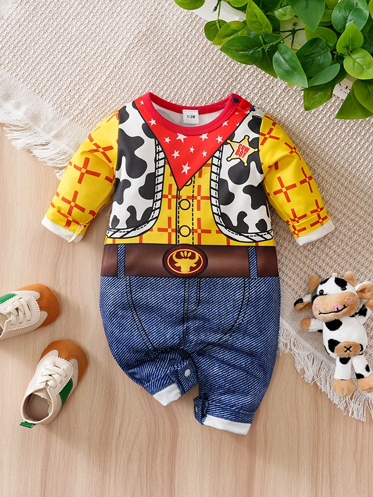 Vêtements pour nouveau-nés de 0 à 24 mois, une pièce, dessin animé, manches longues, pantalon, Banquet, mode printemps-automne, vêtements néonatals