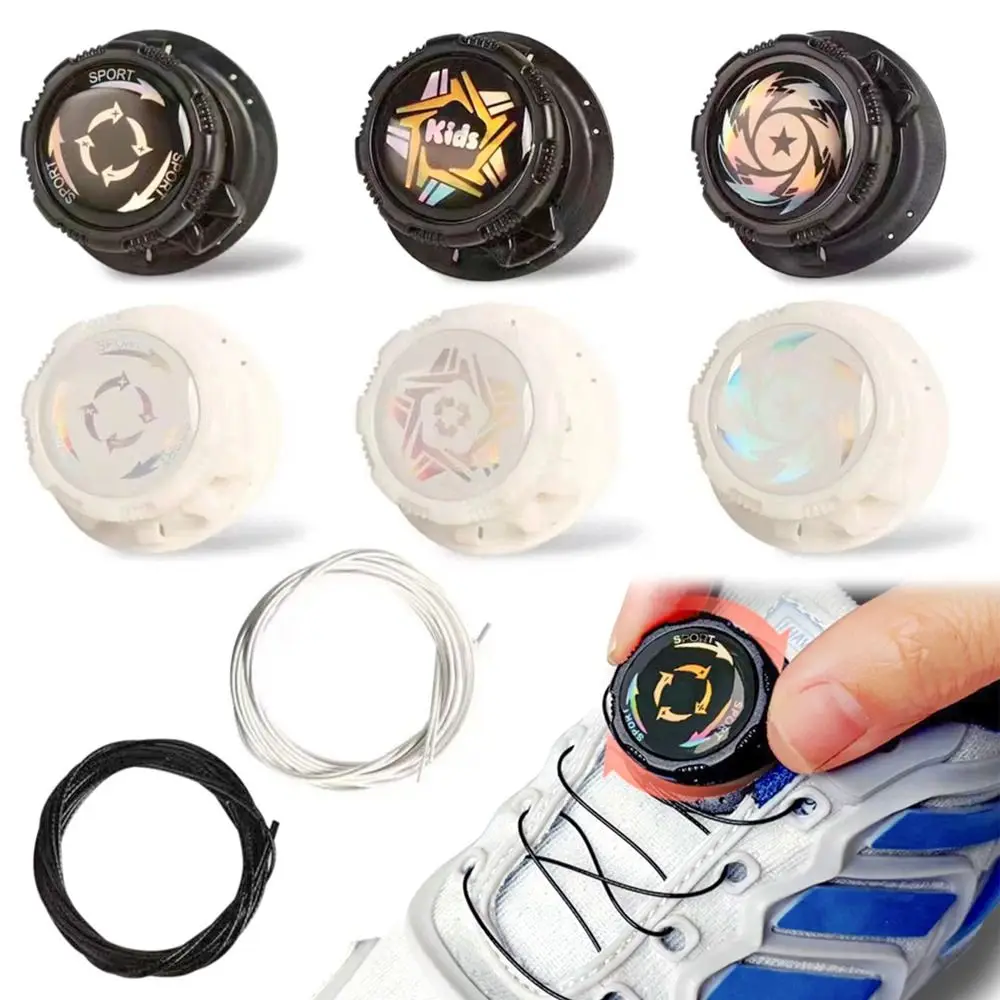 1Pair Swivel Rope Shoelace Turn Buckle Sneaker Casual Shoes Running Shoes Metal Wire No Tie Shoe Laces Automatic Universal