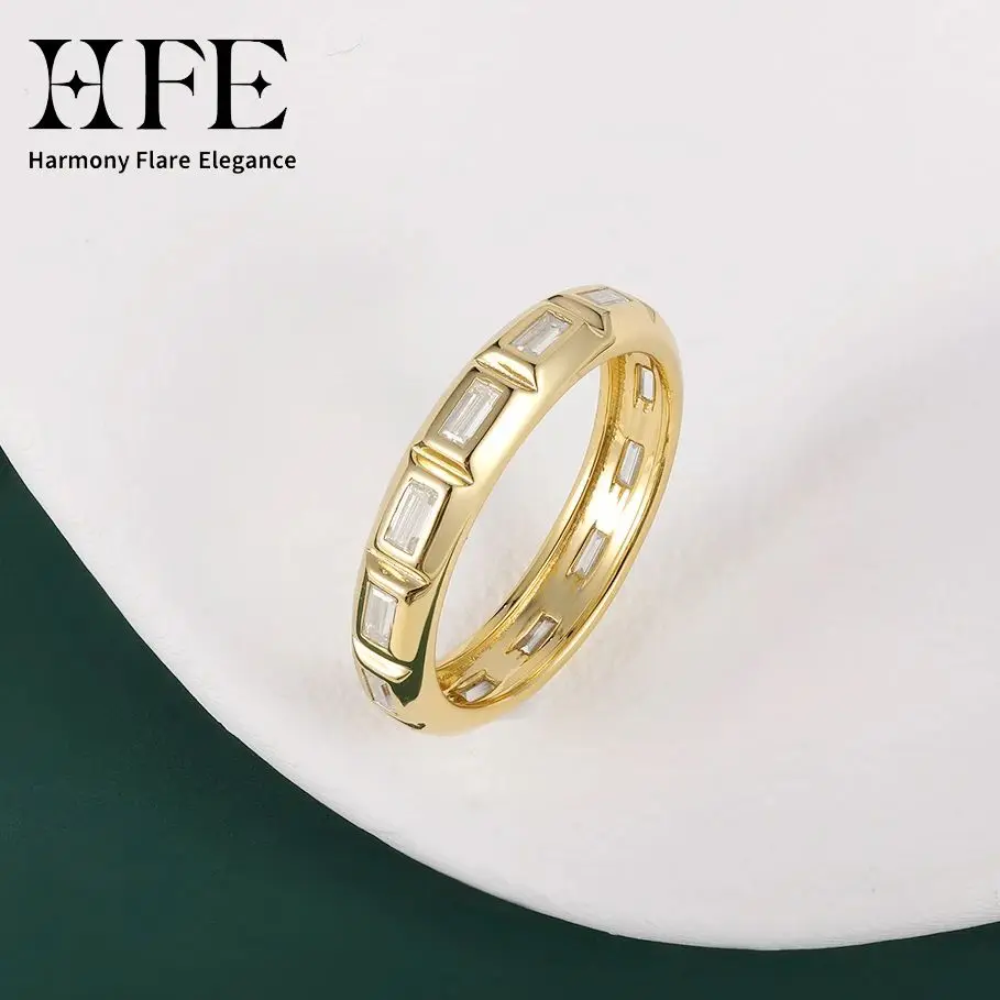 

HFE Emerald Cut Moissanite Diamond Women's Ring 925 Sterling Silver Original Engagement Anniversary Commemorative Jewelry Set