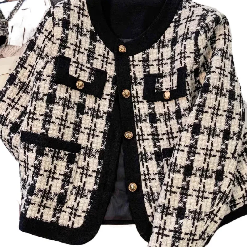 2025 nouveau automne hiver vestes femmes ample Plaid court Outwaer femme décontracté tout-match tempérament chaud dames pardessusLIBIELI