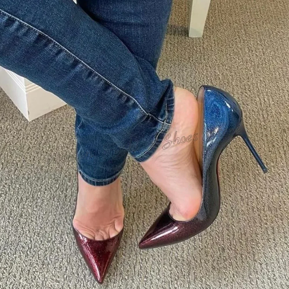 Zapatos de tacón alto sin cordones con punta estrecha de colores variados, Zapatos de tacón alto Para Mujer, tacones de moda, nuevos Zapatos Para Mujer 2025