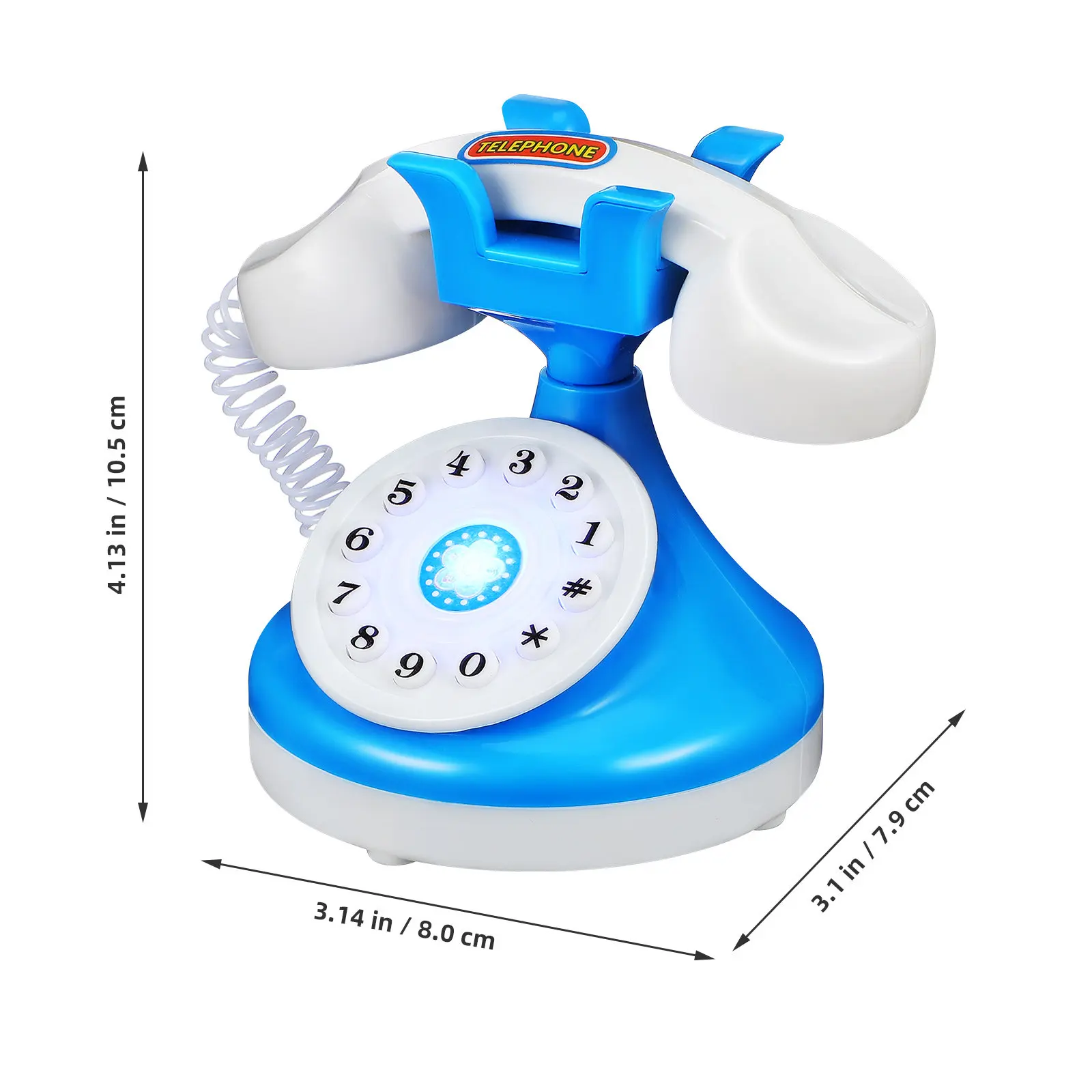Plastic Miniature Telephone Chatter Rotary Phone Prop for Kids Pretend Play Educational Landline Phone Accessory Birthday Favor