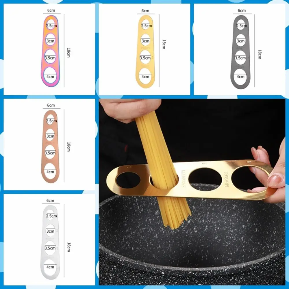 Stainless Steel 4 Hole Spaghetti Ruler Quantitative Stainless Steel Pasta Noodle Measurer Serves 1/2/3/4 Persons Rustproof