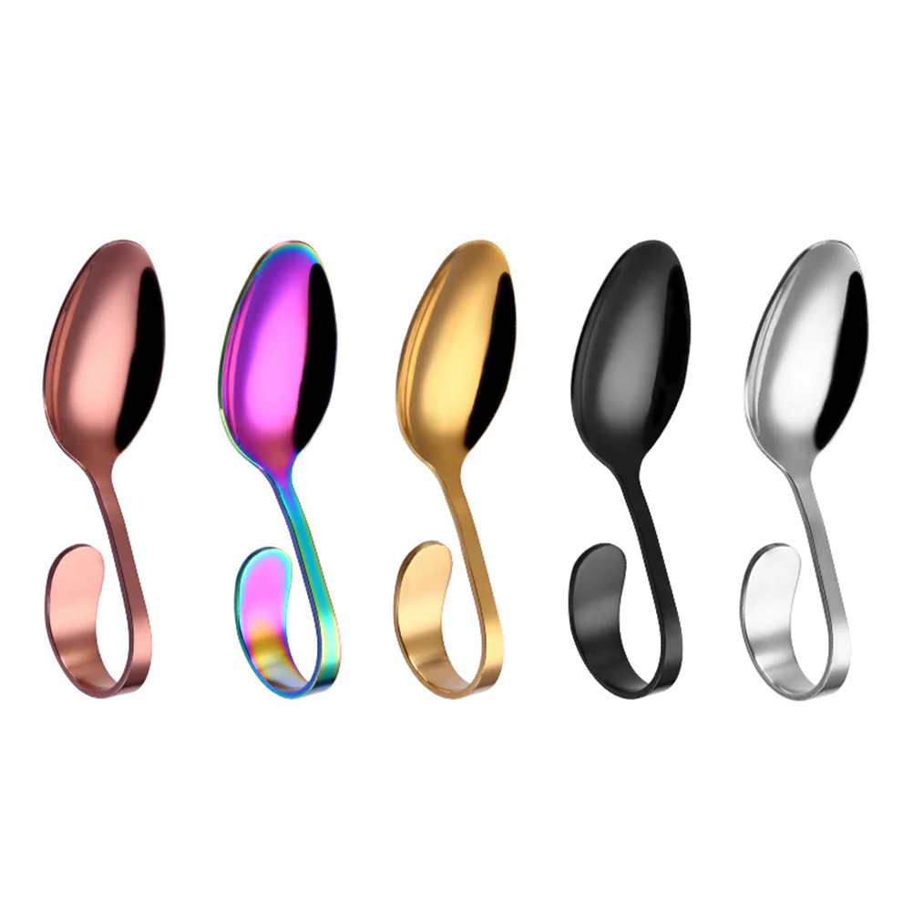 

Curved Handle Spoon Stainless Steel Rose Golden Buffet Serving Tableware For Wedding Party Appetizer Display Kitchen Bar Tool