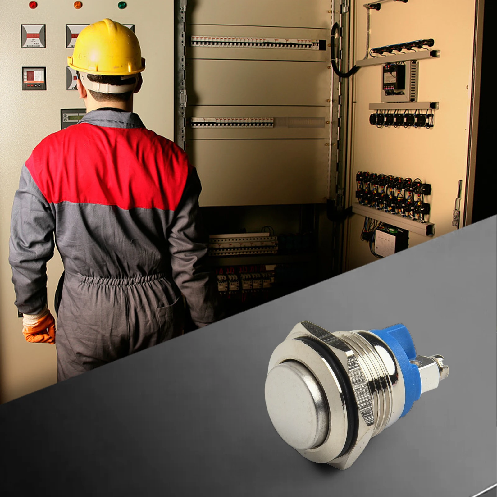 IP66 16mm Momentary Push Button Switch for Industrial Equipment Control Panels with Nickel Plated Brass Construction