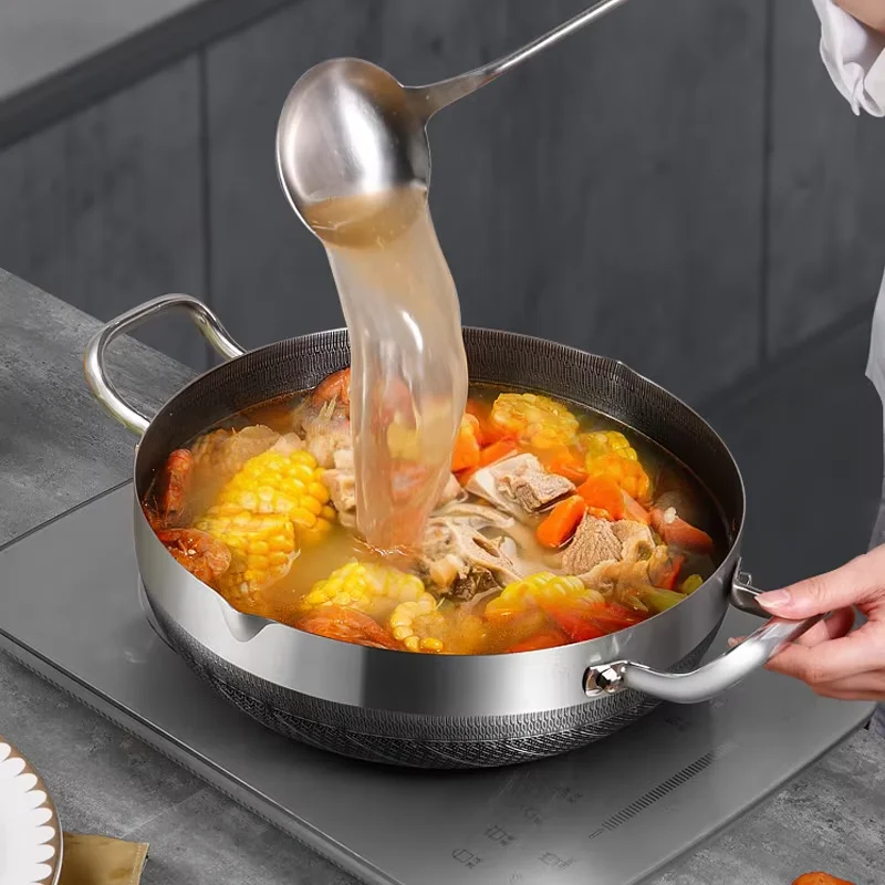 

316 Stainless Steel 26/28/30cm Frying Pan Food Grade Non Stick Pan Honeycomb Pot Bottom Induction Cooker Gas Stove General Wok