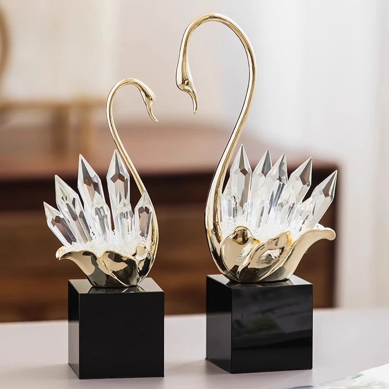 Creative Crystal Swan Ornament Light Luxury High-end Crystal Little Swan Housewarming Gift Living Room TV Cabinet Decoration