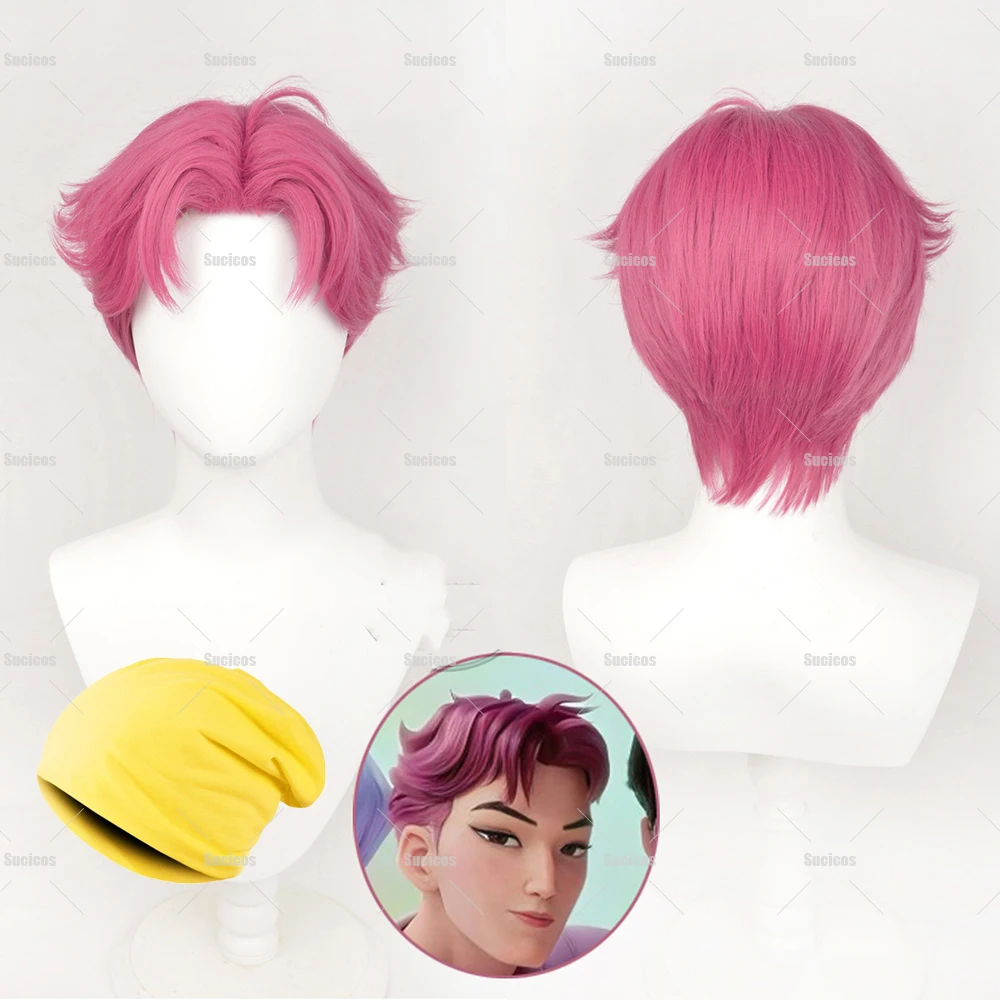 

Anime KPop Demon Hunters Saja Boys Abby Cosplay Wig Hat Synthetic Short Wig Men Women Halloween Party Carnival Props