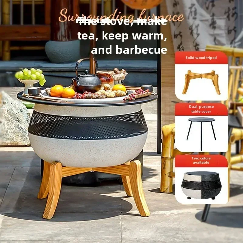 Bbq Barbecue Outdoor  Stove Closed Tea Charcoal  Table Set Home Indoor   Heating