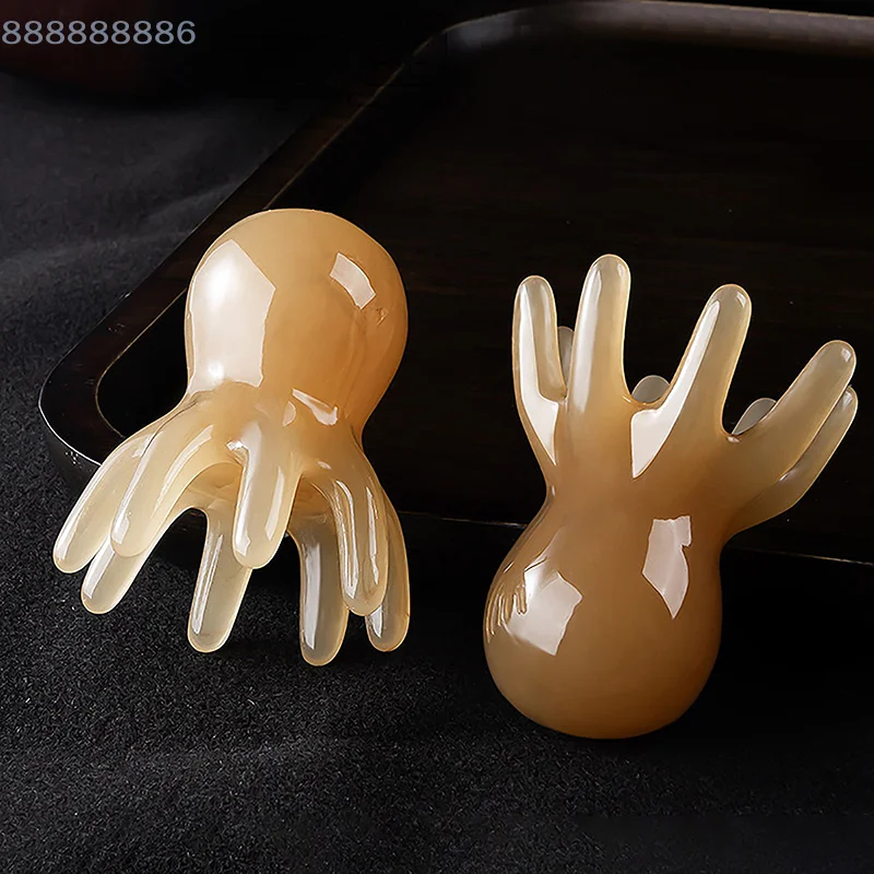 

2Pcs Acupuncture Spa Body Health Therapy Home Care Resin Octopus Comb Head Meridian Scraping Scalp Massage Tool