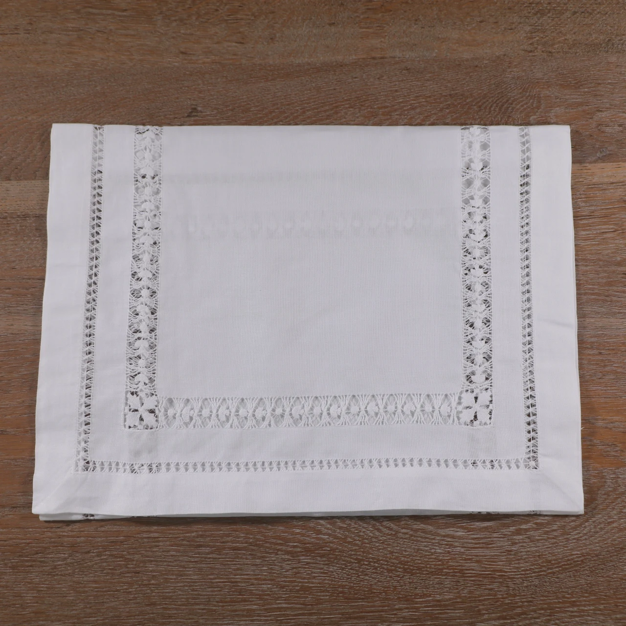 TR005  Wedding Christmas Table Decoration 1PCS Rectangular Tea Tablecloth White Ramie Cotton Drawn thread work Table Runner