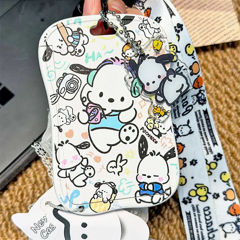 

Kawaii Sanrio Pochacco Card Holder Cute Student Meal Card School Card Hanging Rope Protective Cover Campus Card Girl Gift