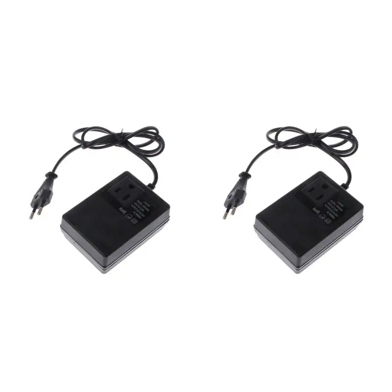 2PackX(200W AC 220V to 110V Reduce Transformer Convert Travel Power EU Plug Adapter)