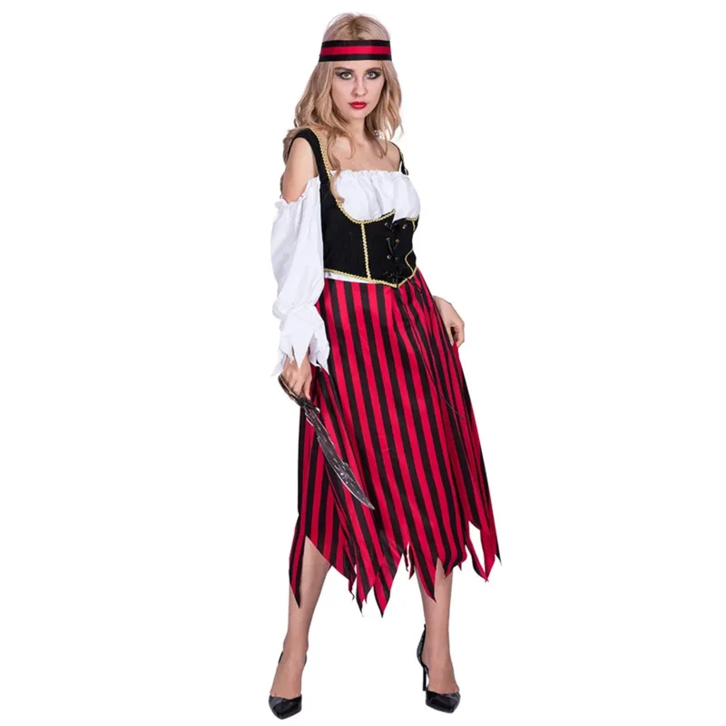 Classical Adult Caribbean Pirate Halloween Costume Men Women Robber Cosplay Couple Outfits Carnival Easter Purim Fancy Dress