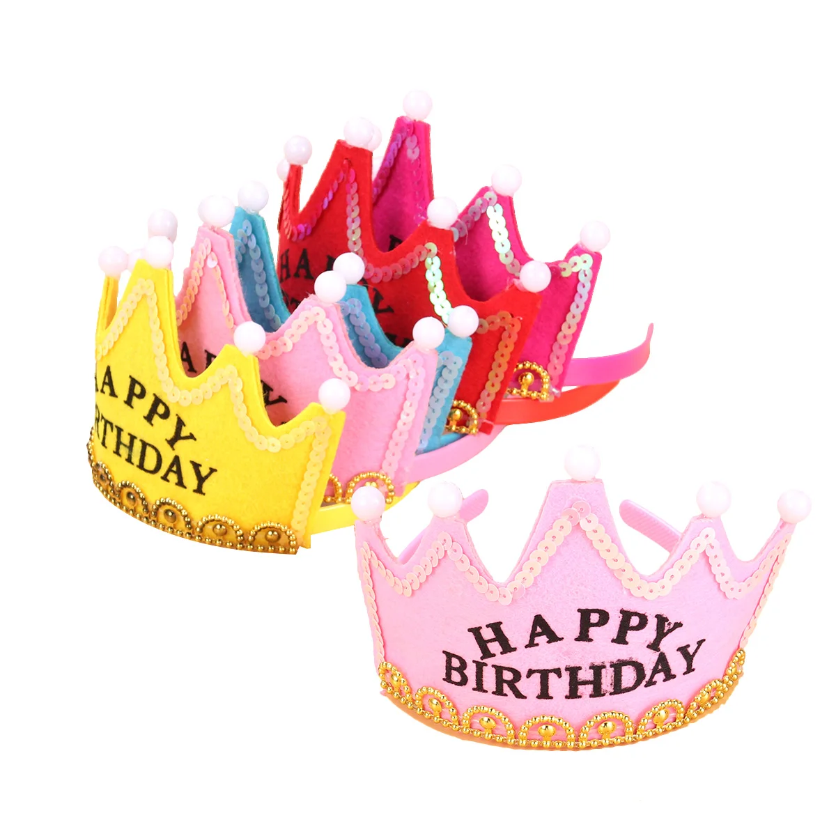 

6PCS Lovely Crown Party Tiara Flashing LED Crown Hairband Hair Headband Birthday Party Supplies (Random Color)